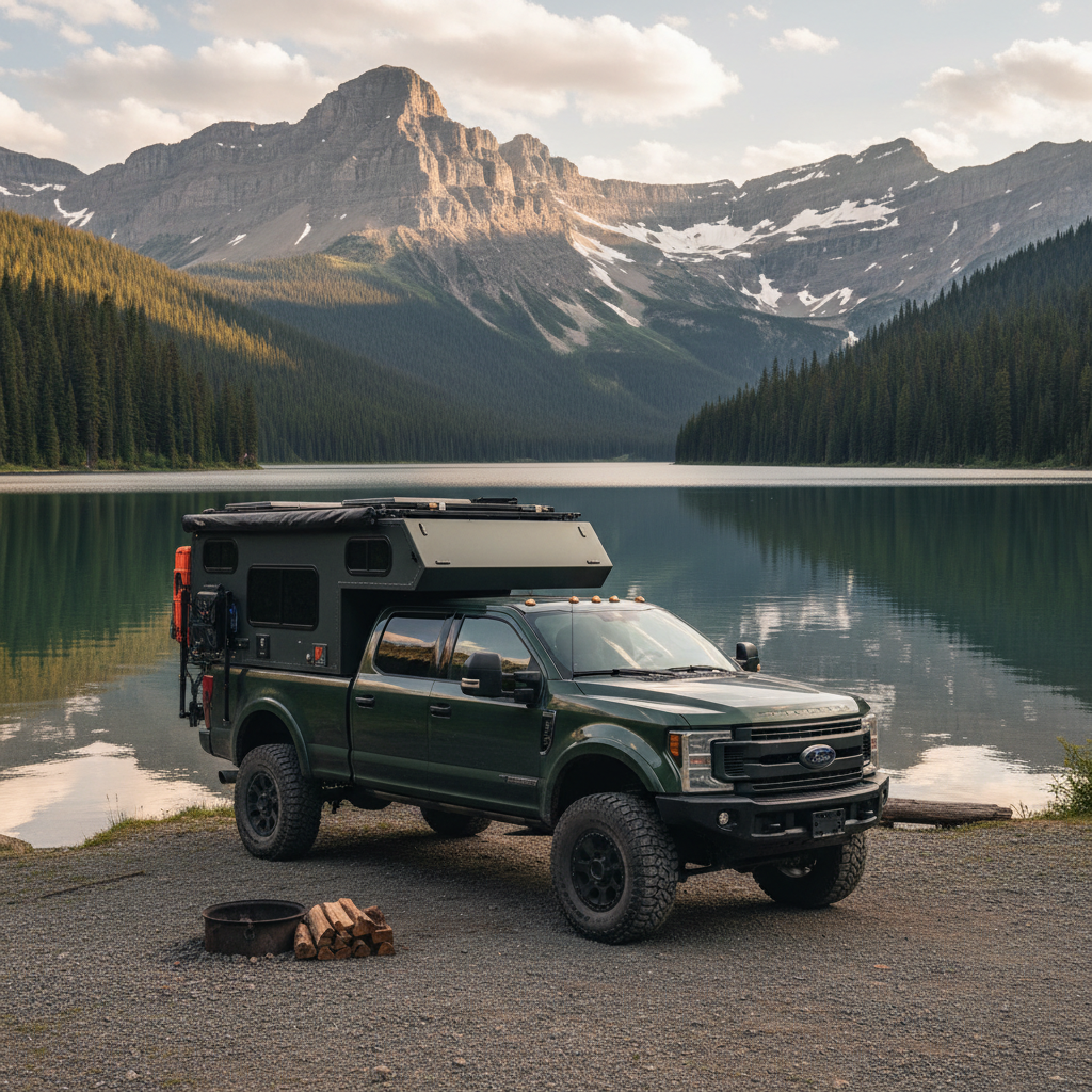 That's perfect, but instead of an RV, let's make it a pickup truck with a camper back